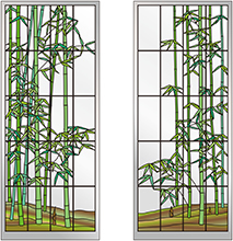 和風竹のステンドグラスのデザイン画